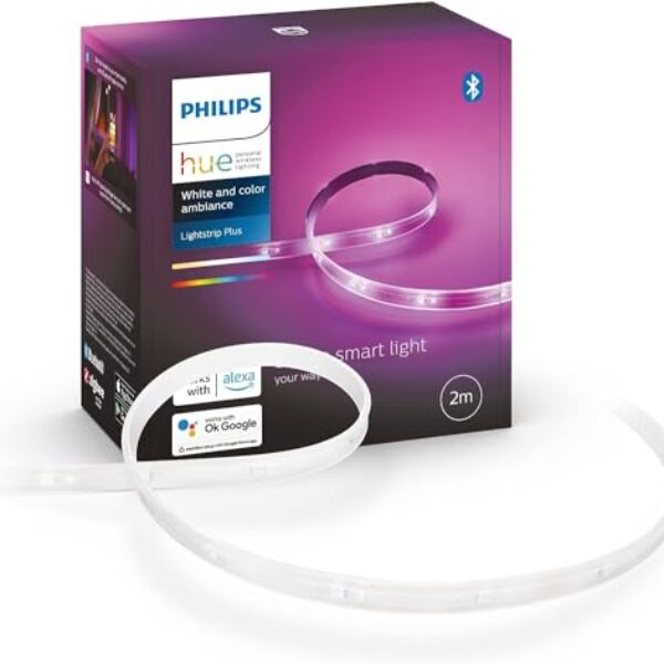 Philips Hue White & Color Ambiance Lightstrip Plus Basis-Set V4 (2 m) – Kompatibel mit Home Assistant