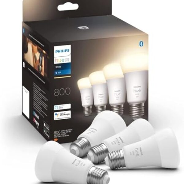 Philips Hue White E27 Viererpack 4x800lm – Kompatibel mit Home Assistant