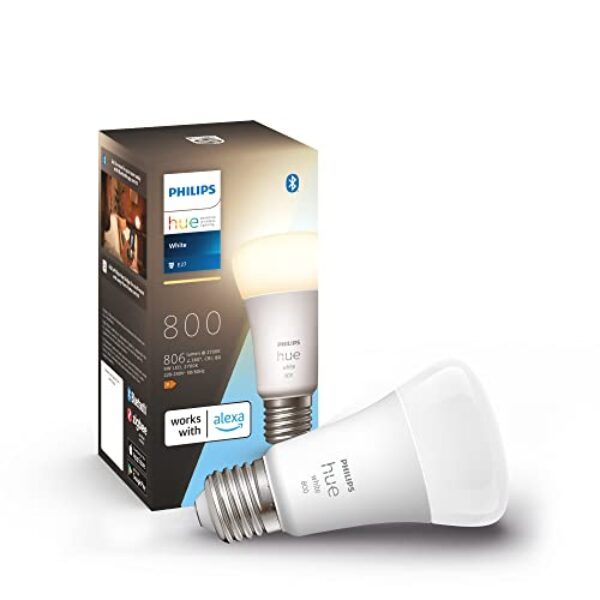 Philips Hue White E27 LED Leuchte 1-er Pack (806 lm) | ZigBee – Kompatibel mit Home Assistant