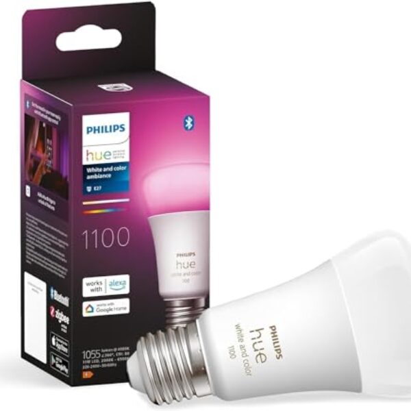 Philips Hue White & Color Ambiance E27 LED Lampe (1100 lm) | ZigBee – Kompatibel mit Home Assistant