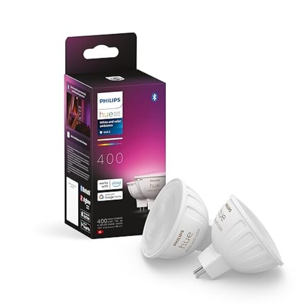 Philips Hue White Ambiance & Color LED Lampe dimmbar 2er Pack MR16 | ZigBee – Kompatibel mit Home Assistant