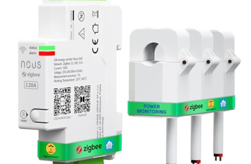 NOUS ZigBee Smart DIN Stromzähler 120A, Energieverbrauchsmonitor | ZigBee – Kompatibel mit Home Assistant