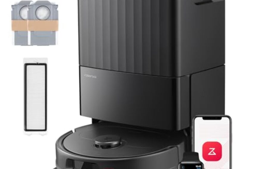 roborock QV 35S-Set Saugroboter mit Wischfunktion, 10.000 Pa HyperForce Saugkraft, Anti-Tangle-Bürsten, Anhebbare Schleudermopps, Intelligente Hindernisvermeidung, All-in-One Dock (Schwarz)