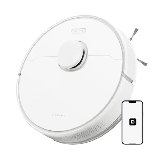 dreame D9 Max Gen2 Staubsaugerroboter, 6000Pa Saugroboter mit Wischfunktion, Bewegliche Bürste, Karten für mehrere Böden, Ideal für Teppiche, Hartböden und Tierhaare, Weiß