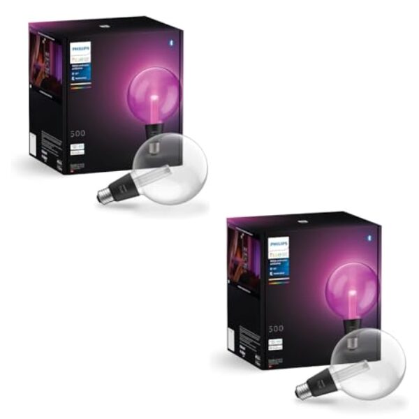 Philips Hue Lightguide Bundle 2x G125 Globe White & Colour Ambiance E27 Smarte LED-Lampen Lichtsystem mit 16 Mio. Farben, smarte Lichtsteuerung über Sprache und App