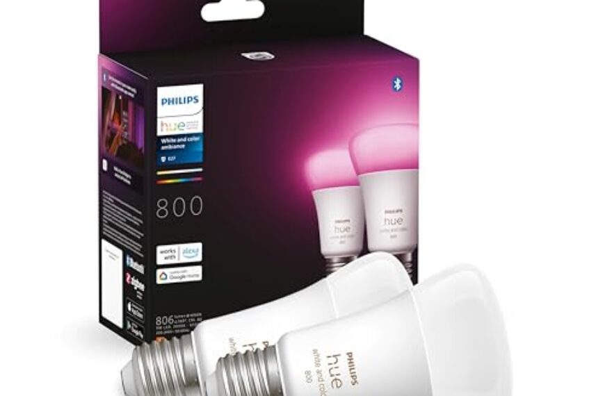 Philips Hue White & Color Ambiance E27 LED Lampen (800 lm), dimmbare LED Leuchtmittel für das Hue Lichtsystem mit 16 Mio. Farben, smarte Lichtsteuerung über Sprache und App, 2er Pack