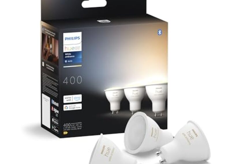 Philips Hue White Ambiance GU10 LED Spot 3er Pack (400lm), dimmbare LED Lampen für das Hue Lichtsystem, warmweißes- bis katlweißes Licht, smarte Lichtsteuerung über Sprache und App