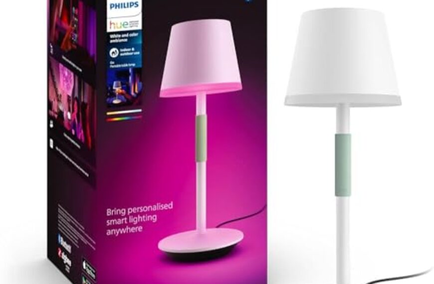 Philips Hue White & Color Ambiance Go Tragbare Tischleuchte (530 lm), dimmbare LED Leuchte für das Hue Lichtsystem mit 16 Mio. Farben, smarte Lichtsteuerung über Sprache oder App, weiß