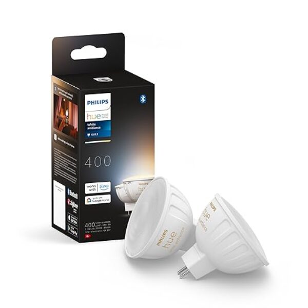 Philips Hue White Ambiance LED Lampe 2er Pack MR16 | ZigBee – Kompatibel mit Home Assistant