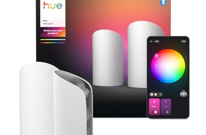 Philips Hue Play Smart Wall Washer Weiß, Weißes & farbiges Licht mit ColorCast-Technologie, Bluetooth-kompatibel, Sprachsteuerung mit Alexa, Apple Home & Google Assistant, 2er Pack
