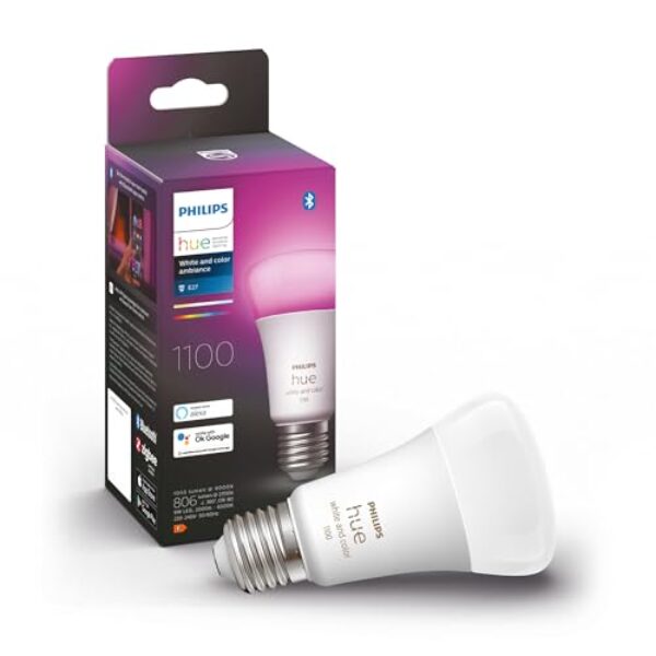 Philips Hue White & Color Ambiance E27 LED Lampe (1100 lm) | ZigBee – Kompatibel mit Home Assistant