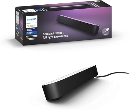 Philips Hue White & Color Ambiance Play Lightbar 1er Pack Basis-Set (500 lm), dimmbare Lichtsäule mit 16 Mio. Farben zur TV-Hintergrundbeleuchtung, Lichtsteuerung über Sprache oder App, schwarz
