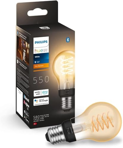 Philips Hue White E27 Filament Lampe (550 lm) – Kompatibel mit Home Assistant